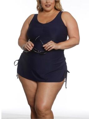Sun and Sea Curvy Classic Navy Swim Dress Plus Size Swimsuit Swim Dress Size 18